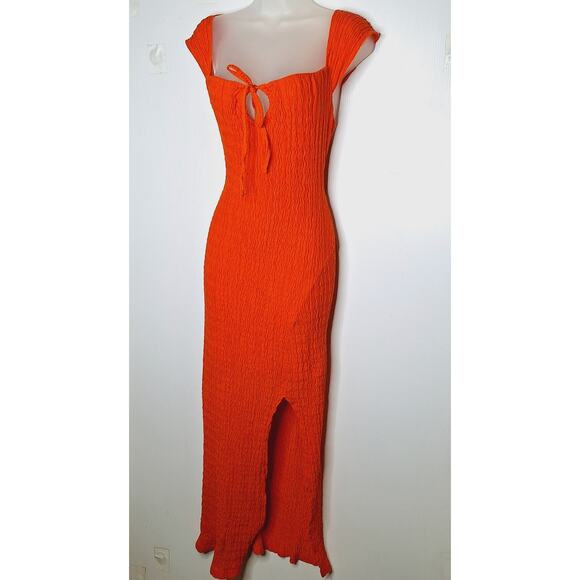Free People Vibrant Orange Midi Dress - Picture 2 of 14